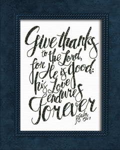 Give Thanks White with Black Lettering